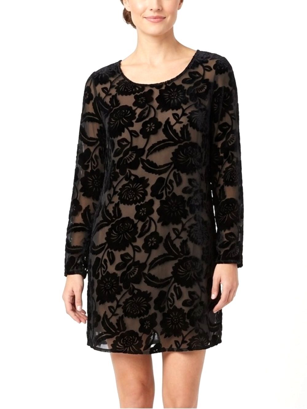 The Icing Vintage Sheer Black Burnout Velvet Floral Silk Blend Tunic Size Small